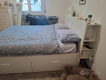 Letto matrimoniale con testiera il legno bianco ik