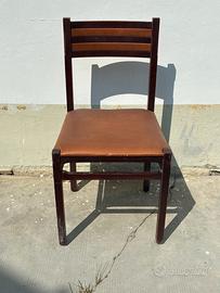 Set 6 sedie vintage in legno con seduta in pelle