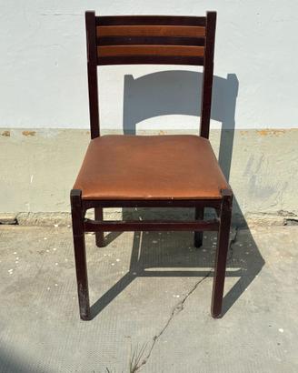Set 6 sedie vintage in legno con seduta in pelle
