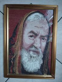 quadro padre pio ricamo