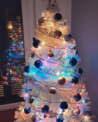 Albero di natale bianco 180 cm + addobbi