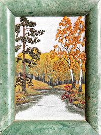 Raro quadro in pietre dure artigianato russo Urali