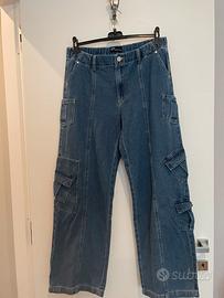Jeans cargo da donna a gamba larga