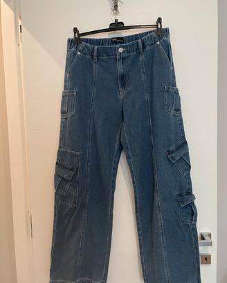 Jeans cargo da donna a gamba larga