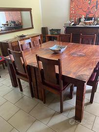 Coordinato tavolo (doppio), madia, 12 sedie