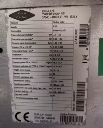 stufa a pellet Anselmo Cola Last Calor Eva