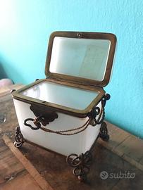 Portagioie vintage vetro opalino