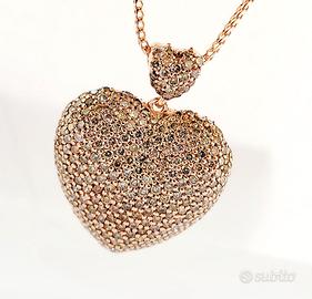 Collana con pendente Cuore Oro 18kt-750 Diamanti