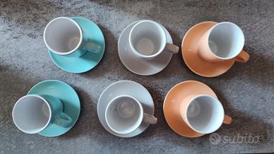 Set 6 tazzine da caffè alte in ceramica con piatto