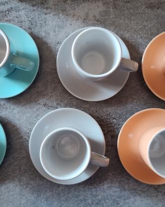 Set 6 tazzine da caffè alte in ceramica con piatto