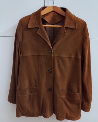 Giacca donna in pelle camoscio tg. 48 vintage
