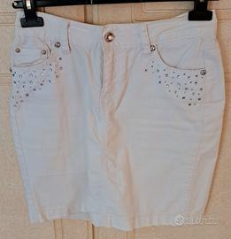 ELEGANTE GONNA BIANCA DI JEANS. TG. 42