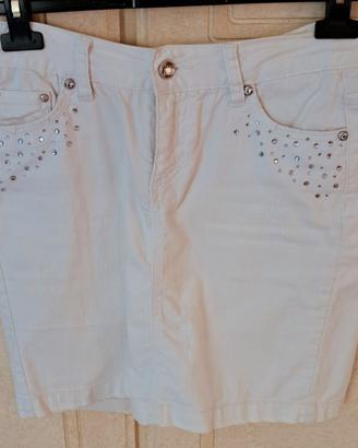 ELEGANTE GONNA BIANCA DI JEANS. TG. 42