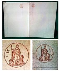 Carta bollata filigranata anno 1952 Lire 32 e 40