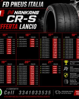 PNEUMATICI SEMISLICK NANKANG HANKOOK YOKOHAMA 