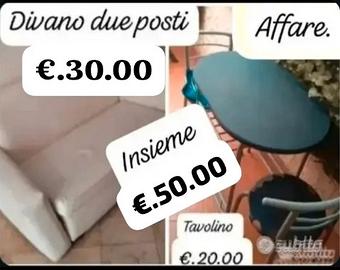 Divano due posti+set tavolino a scomparsa 