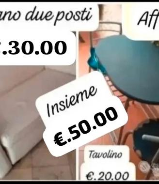 Divano due posti+set tavolino a scomparsa 