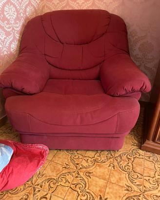Poltrona relax imbottita sfoderabile bordeaux