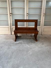 Antica panca in noce massello con inginocchiatoio