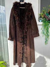 Cappotto lungo donna vintage in vera pelle