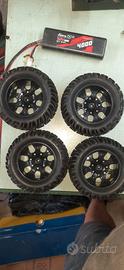 4 cerchi e 4 gomme per truggy traxxas rustler 4x4