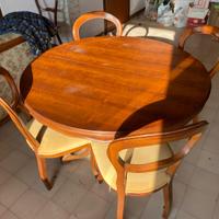 Tavolo da Pranzo Antico Rotondo in Legno Massello
