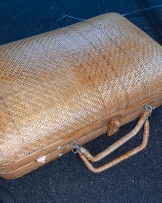 borsa anni 60 in rattan e bambù