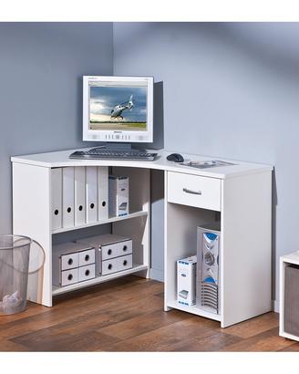 Outlet Scrivania Angolare Bianca con Imperfezioni
