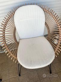 Sedia design vimini e metallo