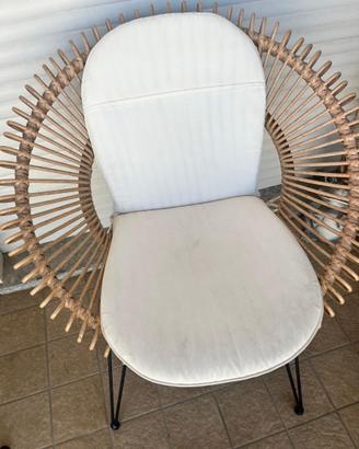 Sedia design vimini e metallo