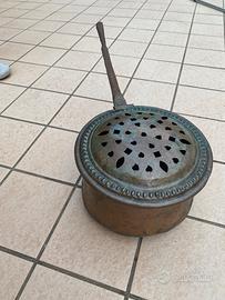 Scaldaletto in rame con cuori prima metà '900