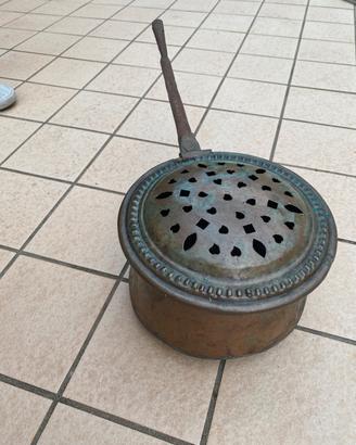 Scaldaletto in rame con cuori prima metà '900