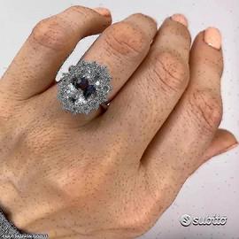 ANELLO ORO 18kt DIAMANTI ED ACQUAMARINA ct. 3,81