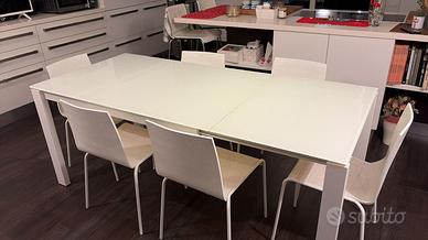 Tavolo Calligaris allungabile (vetro acciaio) + 6