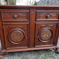 Antico mobile credenza in noce massello intarsiat