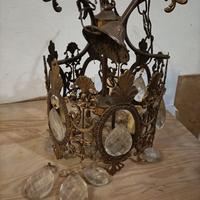 Lampadario color bronzo e cristalli