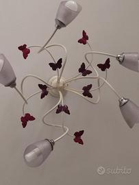 Lampadario  + piantana in ferro con farfalle