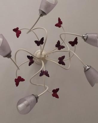 Lampadario  + piantana in ferro con farfalle