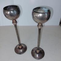 Coppia Candelieri in bagno d'argento h=23,5 cm