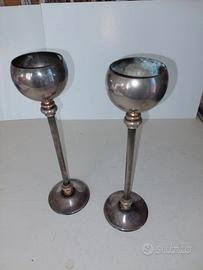 Coppia Candelieri in bagno d'argento h=23,5 cm