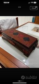 Scatola in legno vintage per gioco canasta