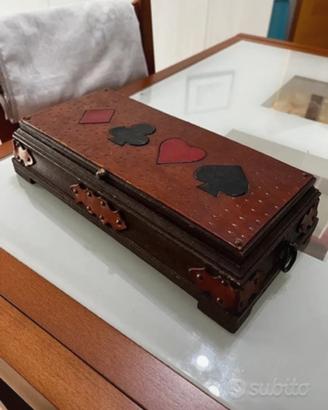 Scatola in legno vintage per gioco canasta
