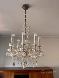 Lampadario classico in vetro e cristallo - vintage