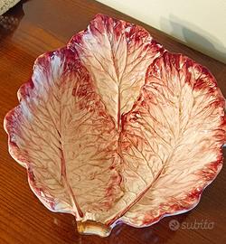 Insalatiera Foglia Rossa e beige 