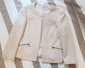 Giacca Donna Promod Tweed Panna Fili Dorati Tg 42