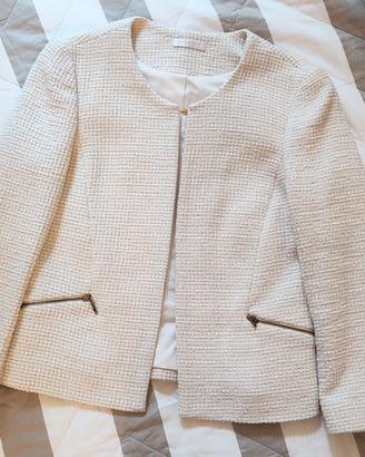 Giacca Donna Promod Tweed Panna Fili Dorati Tg 42