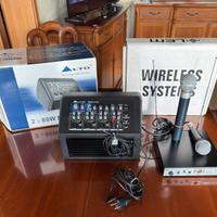 Cassa amplificata con mixer e microfono shure