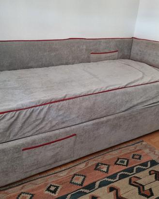 Letto singolo imbottito completamente sfoderabile 