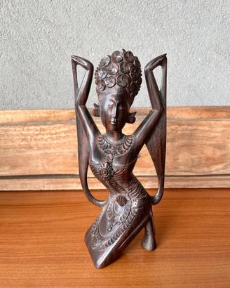 Scultura Danzatrice Balinese Vintage Legno
