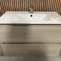 Mobile bagno sospeso rovere chiaro 80cm +rubinetto